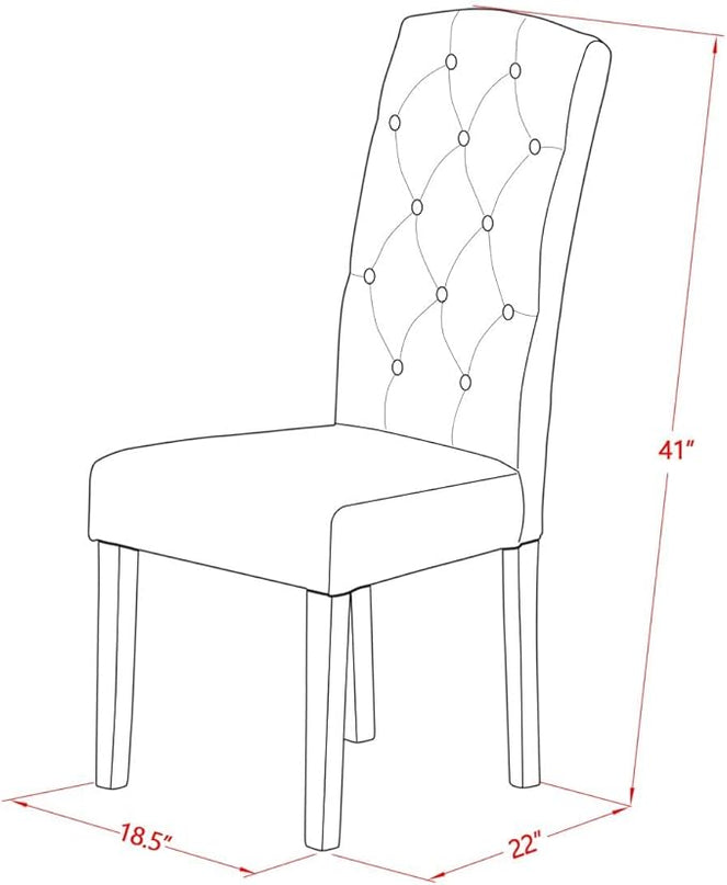 East West Furniture DLCE3-MAH-10 Dublin 3 Piece Dinette Set for Small Spaces Contains a Round Table with Dropleaf and 2 Dahlia Linen Fabric Parsons Dining Chairs, 42x42 Inch, Mahogany - LeafyLoom