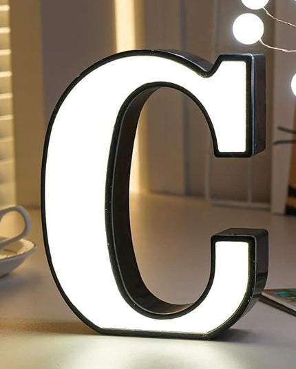 LED Marquee Letter Lights-DIY Marquee Lights up Letter Signs, Dual DC Interface Upgrade Multi-Letter Connection, 26 Alphabet Signs for Wedding, Birthday, Party， Bar Decoration (C) - LeafyLoom