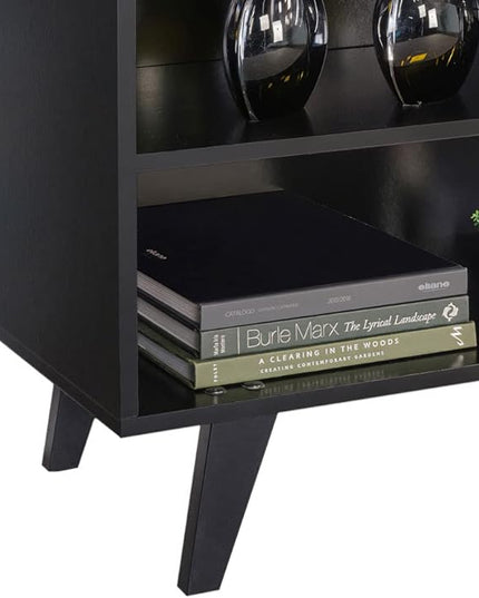 Madesa TV Stand Cabinet with 4 Shelves and Cable Management, Entertainment Center for TVs up to 55 Inches, Wooden, 23'' H x 15'' D x 53'' L – Black - LeafyLoom