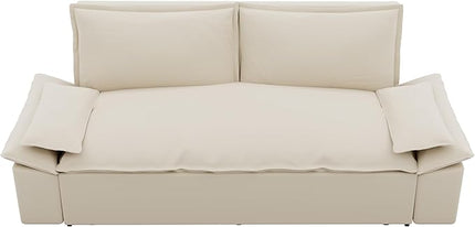 3 in 1 Oversized Love Seat Sofá Convertible Queen Size Sofabed with 2 Lumbar Pillows, Loveseat Sofa W/Pull Out Sleeper Couch Bed for Home,Office,Apartment,RV Living Room, 70.1", Beige - LeafyLoom