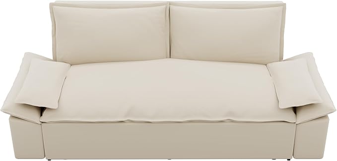 3 in 1 Oversized Love Seat Sofá Convertible Queen Size Sofabed with 2 Lumbar Pillows, Loveseat Sofa W/Pull Out Sleeper Couch Bed for Home,Office,Apartment,RV Living Room, 70.1", Beige - LeafyLoom