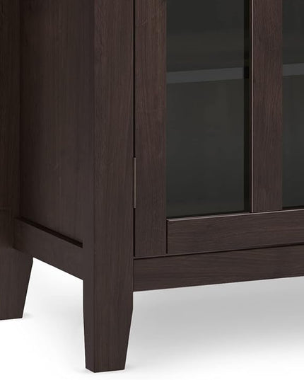 SIMPLIHOME Artisan SOLID WOOD 53 Inch Wide Contemporary Tall TV Media Stand in Dark Chestnut Brown for TVs up to 60 Inches, For the Living Room and Entertainment Center - LeafyLoom