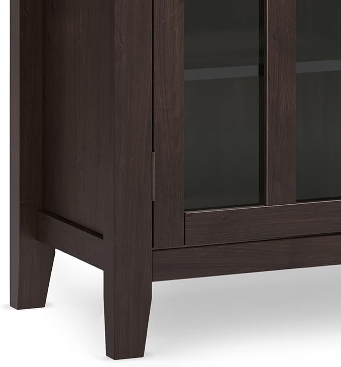 SIMPLIHOME Artisan SOLID WOOD 53 Inch Wide Contemporary Tall TV Media Stand in Dark Chestnut Brown for TVs up to 60 Inches, For the Living Room and Entertainment Center - LeafyLoom