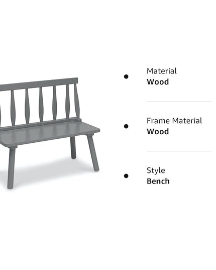 Delta Children Windsor Bench, Grey - LeafyLoom
