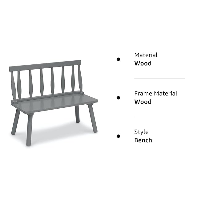 Delta Children Windsor Bench, Grey - LeafyLoom