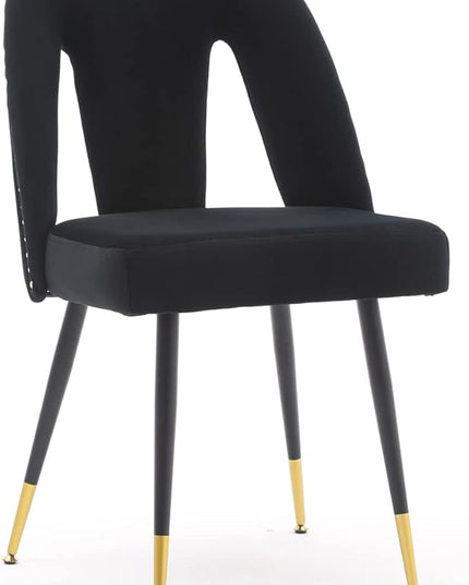 NicBex Dining Chairs Set of 2 Velvet Upholstered Kitchen Dining Chairs with Nailhead Trim for Dining Room-Black - LeafyLoom