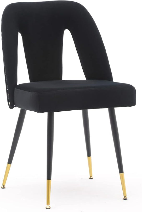 NicBex Dining Chairs Set of 2 Velvet Upholstered Kitchen Dining Chairs with Nailhead Trim for Dining Room-Black - LeafyLoom