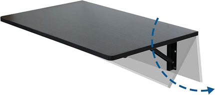 Folding Wall Desk, Wall Desk Fold Down Wall Mounted Desk for Small Space, Floating Desk (Black, Medium) - LeafyLoom