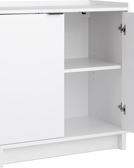 Prepac Simply Modern 2 Console Table, White Doors and Shelves, Buffet Cabinet with Storage, 30.75" W x 30" H x 16" D - LeafyLoom