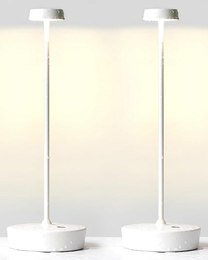 2 Pack Cordless Table Lamp Rechargeable Outdoor Waterproof Portable Battery Operated LED Table Light - for Home Restaurant Desk Bar Patio Kitchen Dinning Party (White) - LeafyLoom