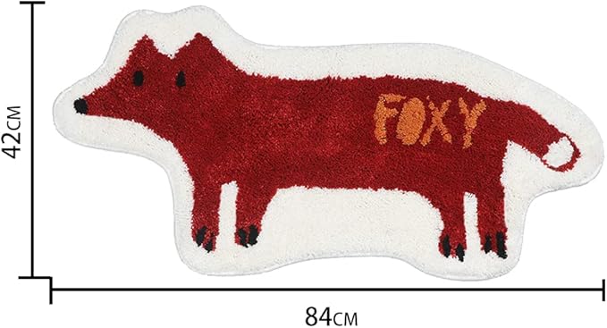 Fox Shaped Bath Rug Microfiber and Non Slip Backing Bath Mat Bathroom Bedroom Cartoon Bathtub Rug Bathroom Tub Decor Water Absorption Machine Washable (42x84cm/16.5x33.1in) - LeafyLoom