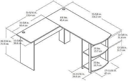 Ameriwood Home Dakota L-Shaped Desk with Bookshelves, Espresso - LeafyLoom