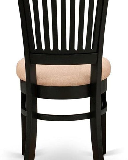East West Furniture Vancouver Dining Linen Fabric Upholstered Wood Chairs, Set of 2, Black - LeafyLoom