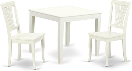 East West Furniture OXAV3-LWH-W Oxford 3 Piece Room Furniture Set Contains a Square Dining Table and 2 Wood Seat Chairs, 36x36 Inch - LeafyLoom
