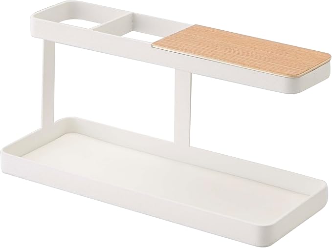 YAMAZAKI home 2299 Desk Bar-Wood & Steel Organizer, One Size, White - LeafyLoom