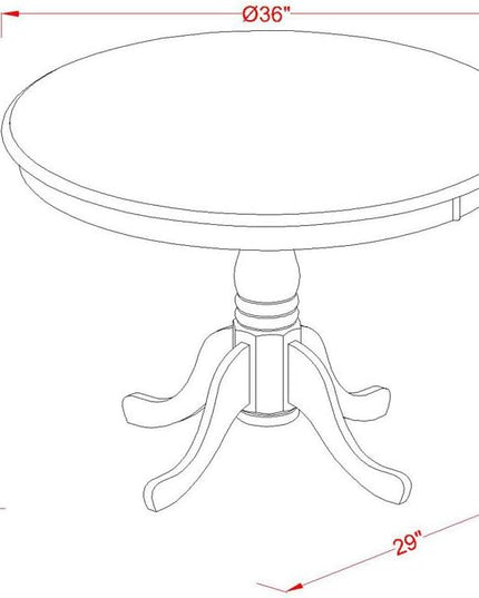 East West Furniture ANQU5-WHI-W 5 Piece Dinette Set for 4 Includes a Round Kitchen Table with Pedestal and 4 Dining Chairs, 36x36 Inch - LeafyLoom