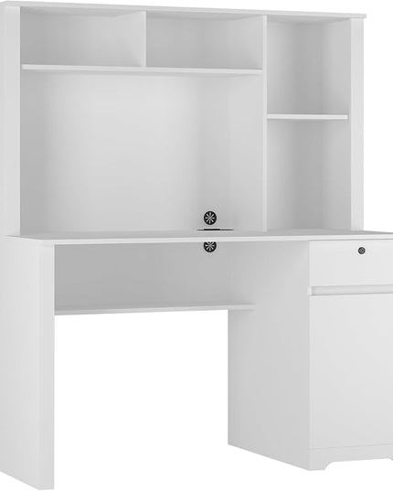 NicBex Laik-DW-00025-DX Desks, 51.18" W x 24.8" D x 59.44" H, White - LeafyLoom