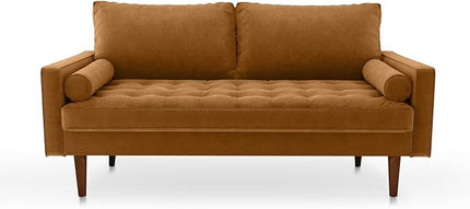 Velvet Furniture for Small Spaces, Mid-Century Modern Loveseats for Living Room, Love Seat Couch Sofas, 70 Inches, Ginger - LeafyLoom