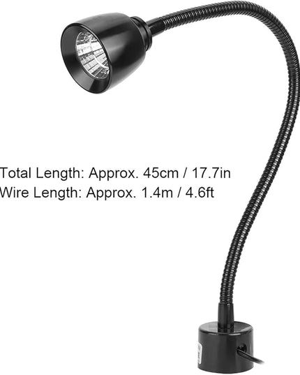 CHICIRIS 7W LED Machine Tool Lamp, Metal LED Working Light with Magnetic Base, Flexible Gooseneck Work Lamp, for Reading Lamp, Headboard CNC Punching Machine US Plug - LeafyLoom