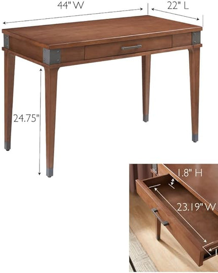 Leick Home 84401 Laptop Desk with Drawer in Aged Barrel 1 Drawer in Aged Barrel - LeafyLoom