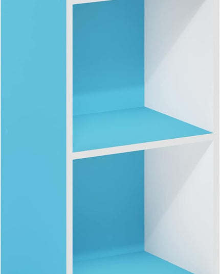 Furinno Luder Bookcase / Book / Storage, 2-Tier Cube, Light Blue/White - LeafyLoom