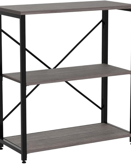 Bookshelf,3-Tier Folding Bookcase,Industrial Book Shelf,Rustic Wood Storage Shelves,Tall Bookshelf,Shelves For Bedroom,Office,Kitchen,Living Room,Study Room,No Assembly Folding Bookshelf,Black - LeafyLoom
