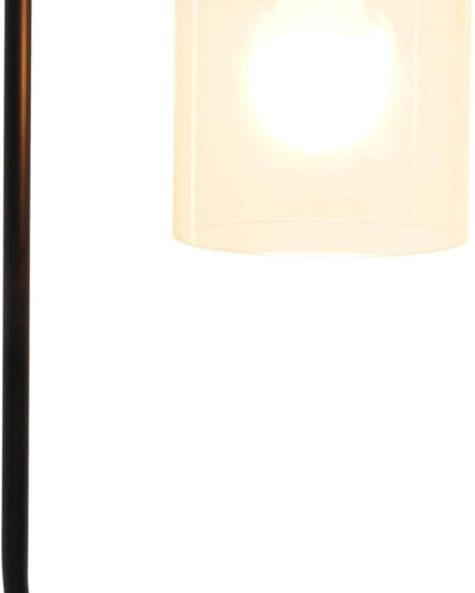 Simple Designs LD1036-BLK-LB 18.8" Industrial Bronson Antique Style Iron Lantern Desk Table Lamp with Glass Shade for Home Décor, Office, Living Room, Bedroom, Black, with Feit LED Bulb Included - LeafyLoom