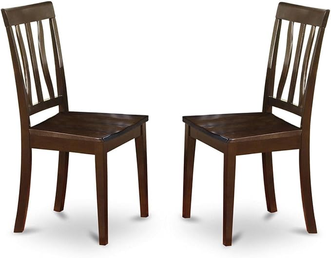 East West Furniture ANTI3-CAP-W Antique 3 Piece Set Contains a Round Kitchen Table with Pedestal and 2 Dining Chairs, 36x36 Inch - LeafyLoom