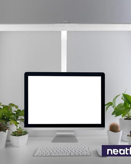 Neatfi (New Model) Flex Desk Lamp with Clamp, Dimmable, 3,000 Lumens 30W LED Monitor Light, 3000K-6500K Correlated Color Temperature, 5 Brightness Levels & 5 Light Modes (31.5 Inches, White) - LeafyLoom