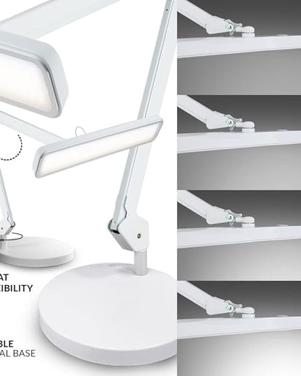 Neatfi (New Model XL 2,500 Lumens LED Task Lamp, 3 Light Modes, 3000-6000K Correlated Color Temperature, 30W Super Bright Desk Lamp, Dimmable, 162 Pcs SMD LED (CCT with Base, White) - LeafyLoom