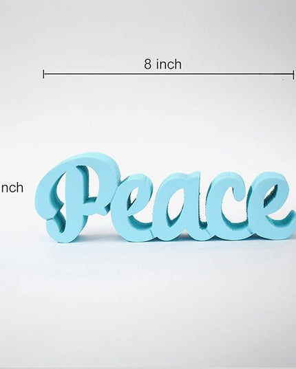 Peace – Blue, Aesthetic table decor for home or office, desk or Shelf. Quirky room decoration showpiece, ideal for birthday gift, corporate gift, and inspiring wall decor - LeafyLoom