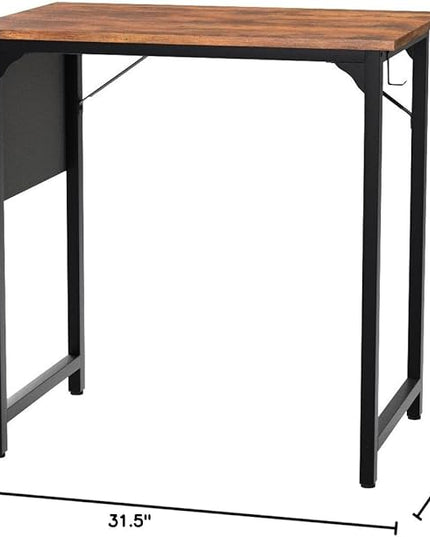 CubiCubi Study Computer Desk 32" Home Office Writing Small Desk, Modern Simple Style PC Table, Black Metal Frame, Rustic Brown - LeafyLoom
