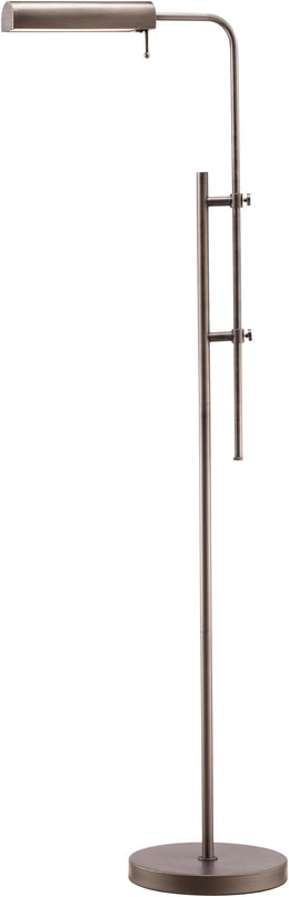 O'Bright Cedric Adjustable Pharmacy Floor Lamp - Industrial Design for Reading, Crafting, Work - 10W LED, Height 45-61 inches - Ideal for Living Room, Bedside, Office - Antique Nickel - LeafyLoom