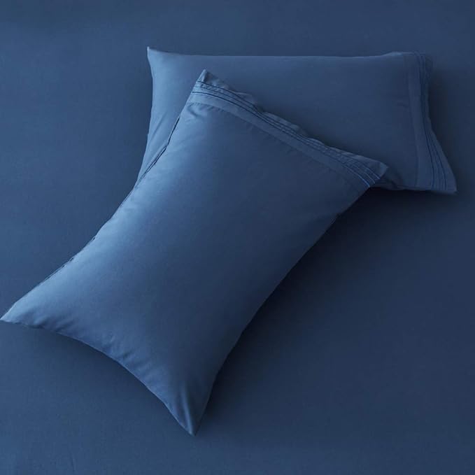 SONORO KATE Bed Sheet Set Super Soft Microfiber 1800 Thread Count Luxury Egyptian Sheets 18-Inch Deep Pocket Wrinkle-3 Piece(Twin XL, Navy Blue) - LeafyLoom