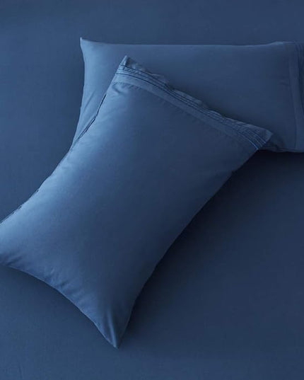 SONORO KATE Bed Sheet Set Super Soft Microfiber 1800 Thread Count Luxury Egyptian Sheets 18-Inch Deep Pocket Wrinkle-3 Piece(Twin, Navy Blue) - LeafyLoom