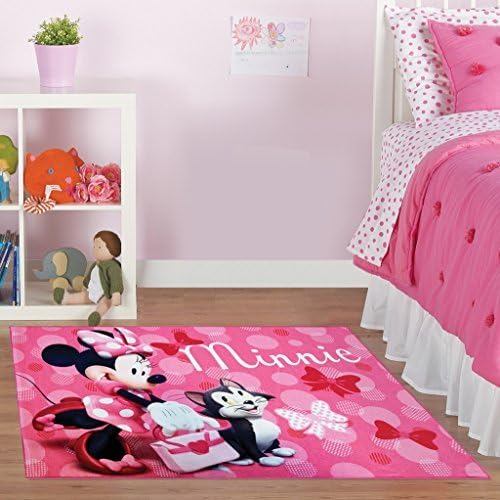 Gertmenian Disney Retro Minnie Mouse & Figaro Cat Polka Dots Area Rug for Children & Teens Kids Home Decor for Girls & Boys 4x6 Large, Pink, 46909 - LeafyLoom