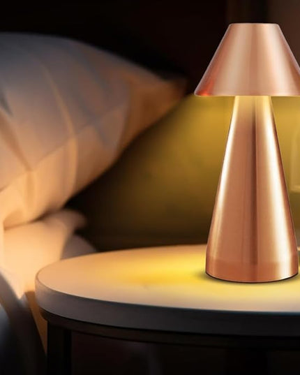 Portable Metal Desk Lamp, Cordless Metal LED Table Lamp,3 Color Touch Control Rechargeable Lamp,3-Levels Brightness Room Decor Desk Lamp,Bedside Lamp,Dining Room Lamp (Rose Gold) - LeafyLoom