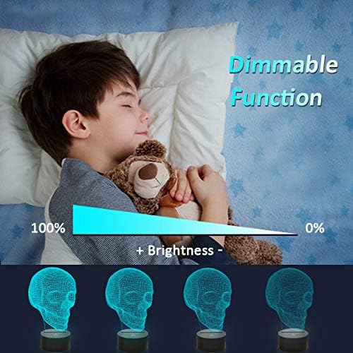 FULLOSUN Skull 3D Lamp Optical Illusion Night Light, Death Model Holiday Gift for Holloween Ghost Festival, Men Room Night Light with Remote Control 16 Colors Changing - LeafyLoom