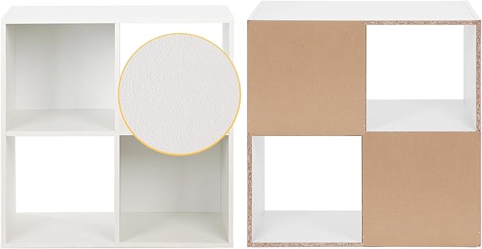 PACHIRA E-Commerce Wooden Storage Cubes Bookcase, Unit Shelf, Closet Cabinet, Organizer Rack in Living Room, Bedroom, Study, 4 Cube, White - LeafyLoom