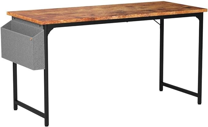 CubiCubi Study Computer Desk 40" Home Office Writing Small Desk, Modern Simple Style PC Table, Black Metal Frame, Rustic Brown - LeafyLoom