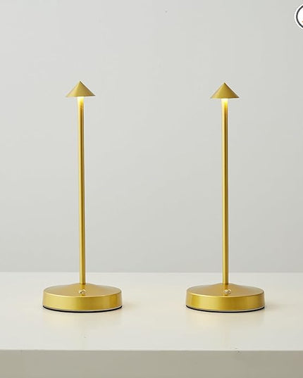 2 PACK Cordless Lamps,Battery Rechargeable Table Lamp,Portable Lamps,2 Level Brightness Dimmable Night Light,Minimalist Design,Cordless Table Lamps for Living Room/Restaurant/Couple Dinner(Gold) - LeafyLoom