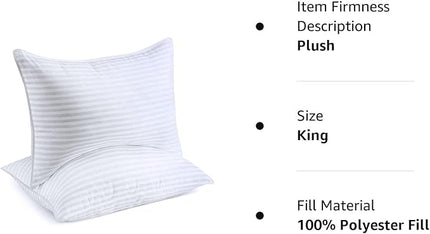 Sleep Restoration Gel Pillow - (2 Pack King) Best Hotel Quality Comfortable and Plush Cooling Gel Fiber Filled Pillow - LeafyLoom