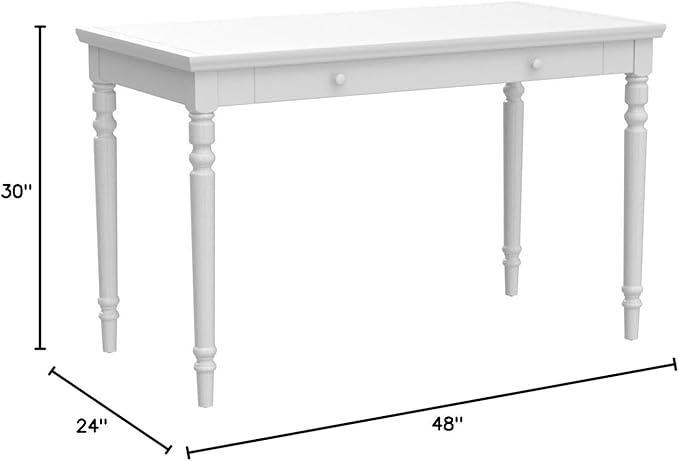 Leick Home Cottage White Turned leg Laptop Desk with Center Drawer, White - LeafyLoom