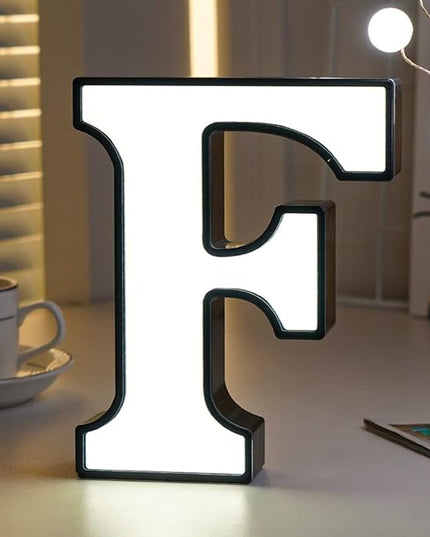 LED Marquee Letter Lights-DIY Marquee Lights up Letter Signs, Dual DC Interface Upgrade Multi-Letter Connection, 26 Alphabet Signs for Wedding, Birthday, Party， Bar Decoration (F) - LeafyLoom