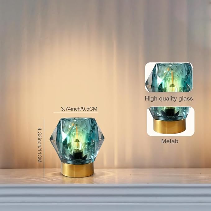 Battery Operated Cordless Lamp Timer,Decorative Table Lamp Battery Powered Lamp with LED Bulb,Decorative Bedside Lamp for Living Room,Bedside Lamp,Night Light (Blue) - LeafyLoom