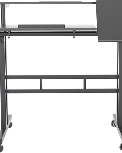 SDHYL 31.5 inches Movable Laptop Desk with Mouse Board Adjustable Height and Angle Anti-Slip Workstation Home Office Desk with Tablet Slot Portable Student Desk, Black, S7-ZS-101-2BK-US - LeafyLoom