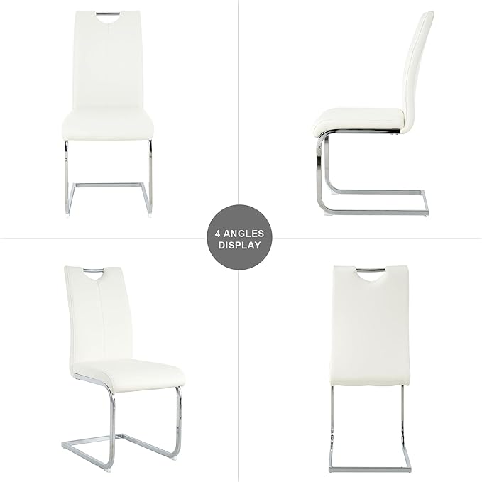 NicBex Haerin-SD-00375-LWJ Dining Chairs, 16.5"x17.9"x38.2", White and Silver - LeafyLoom