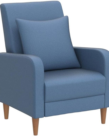 COLAMY Modern Upholstered Accent Chair Armchair with Pillow, Fabric Reading Living Room Side Chair,Single Sofa with Lounge Seat and Wood Legs, Blue - LeafyLoom