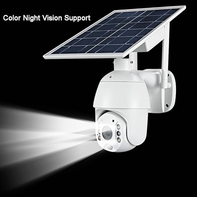 100% Wire-Free Wireless Rechargeable Battery Solar Powered Outdoor 1080P Pan Tilt WiFi Security Camera PIR Motion Recording Two-Way Audio IP65 Weatherproof Night Vision Built-in SD Slot Alptop