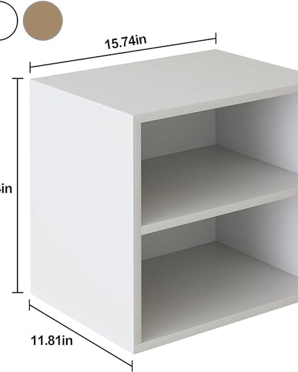 Storage Cube 2 Tiers White Stackable Storage Shelf, Cubby Organizer Wooden Display Shelf Closet Organizer,Modern Cubical Bookcase Compact Storage Cabinet for Living Room Bedroom Office - LeafyLoom